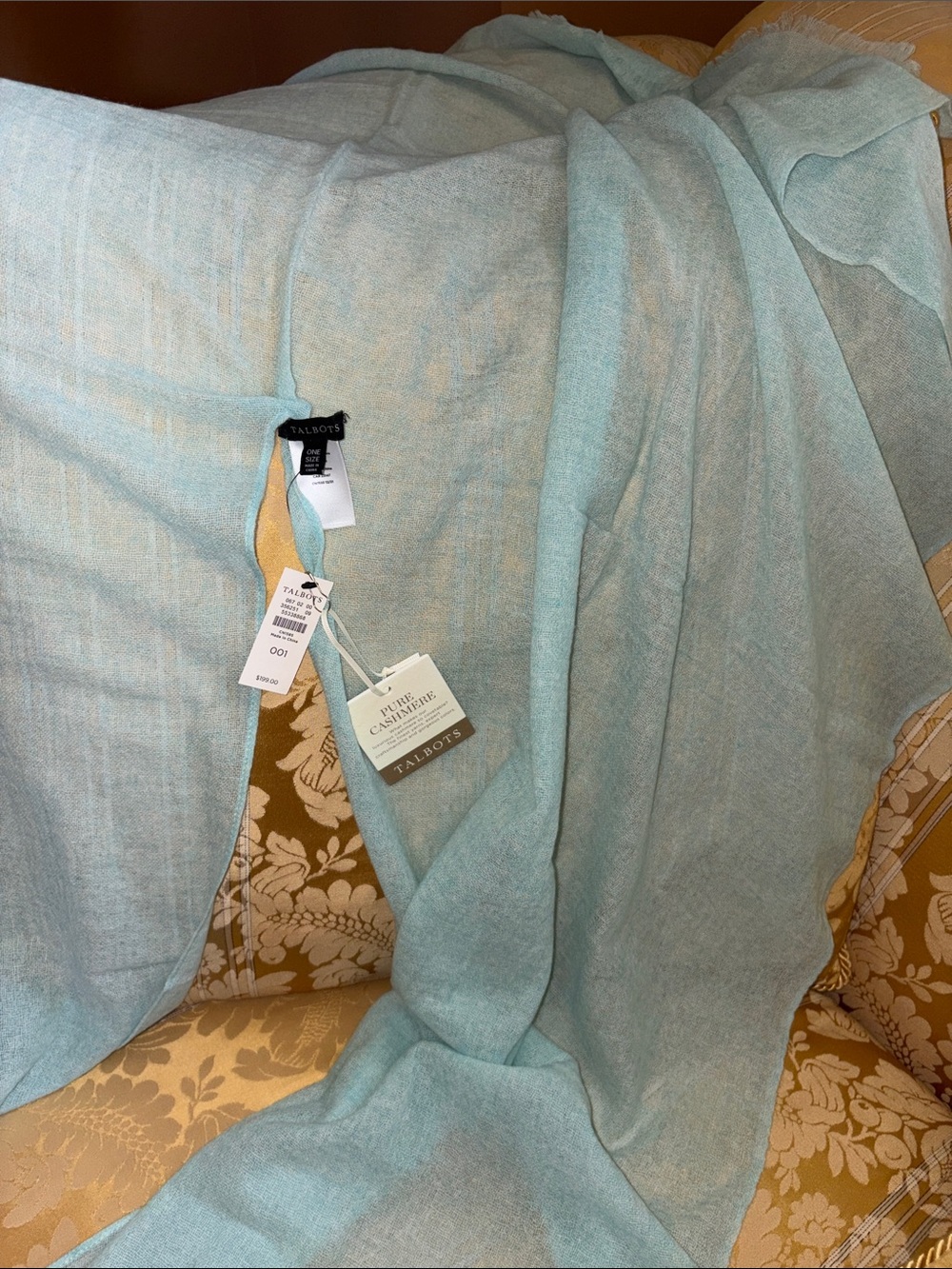 Talbots  100 percent cashmere Aqua Knit Scarf